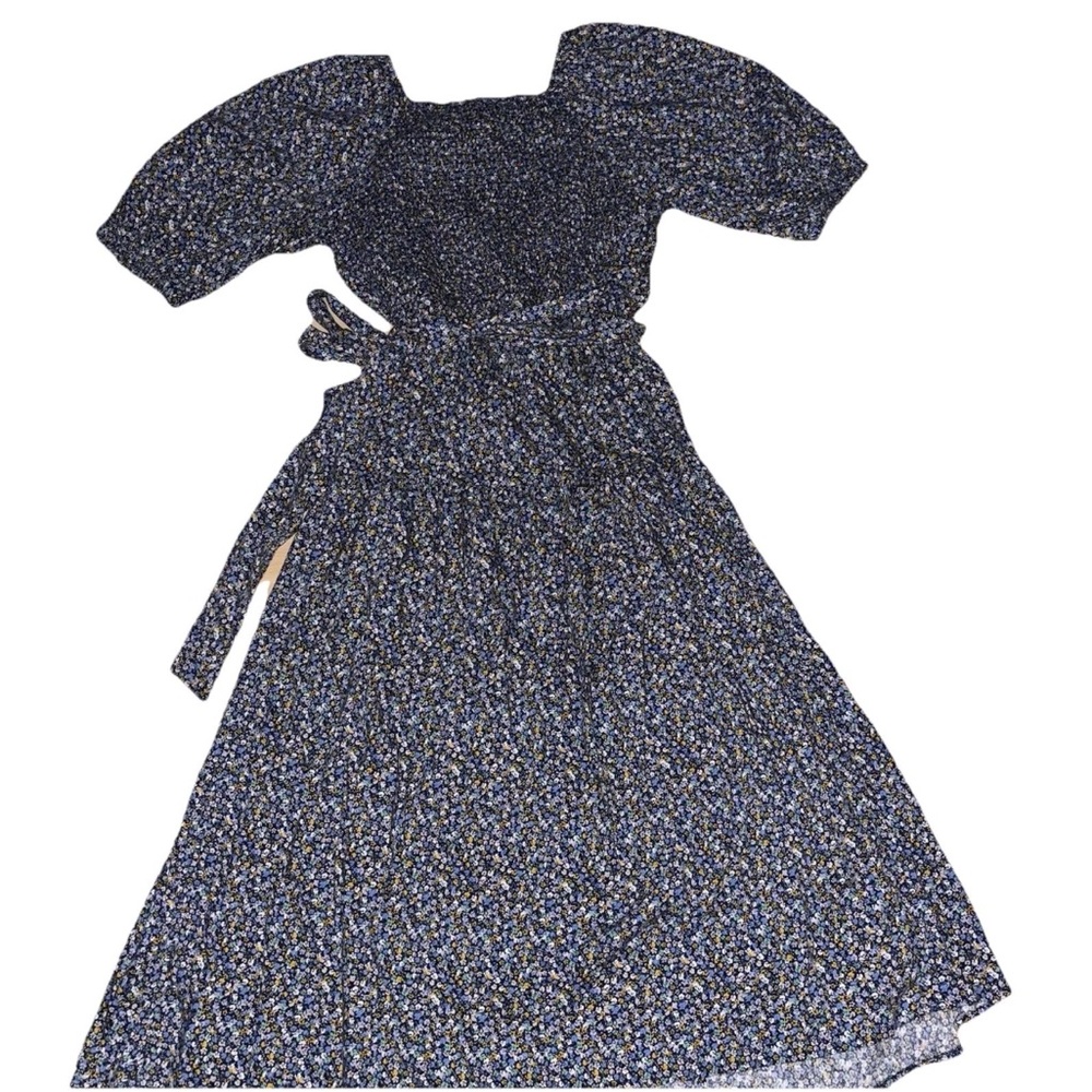 Wrap Midi Dress Old Navy Waist Defined Small Floral Cottagecore Smocked Prairie - Picture 6 of 10
